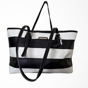 Dana Buchman Black and White Striped Tote